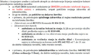 OBVESTILO V VEZI ZDRAVSTVENIH STORITEV